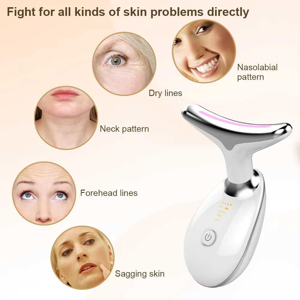 Face Massager EMS Photon Therapy Face Neck Lifting Beauty Tighten Device Thin Double Chin Remove Neck Lines Facial Massager