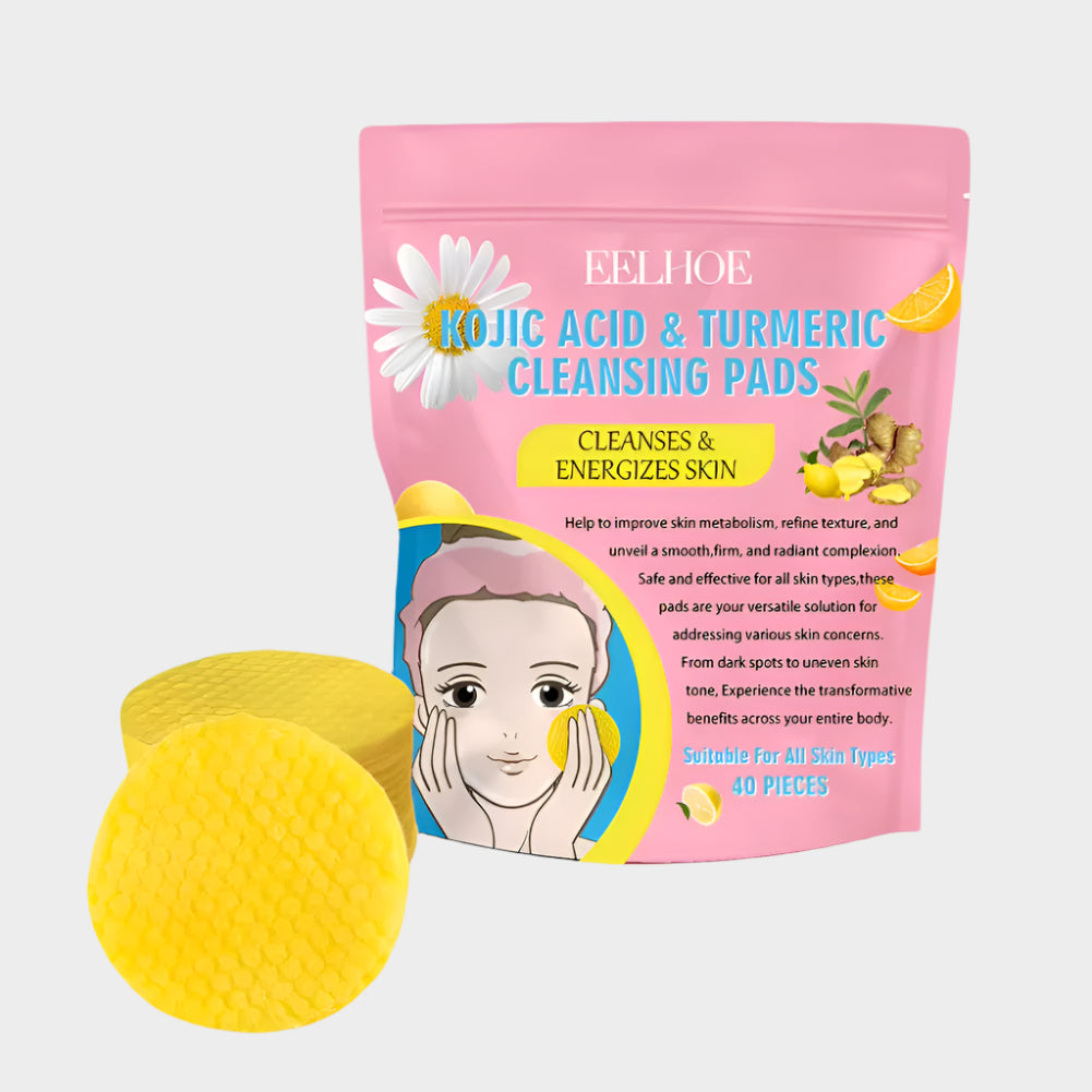 40/50Pcs Turmeric Kojic Acid Cleansing Pads Exfoliating Pads Facial Sponges for Cleansing Exfoliating Daily Cleansing Skin Care