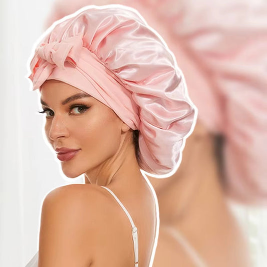 Luxury Silk Satin Hair Bonnet with Adjustable Tie Band