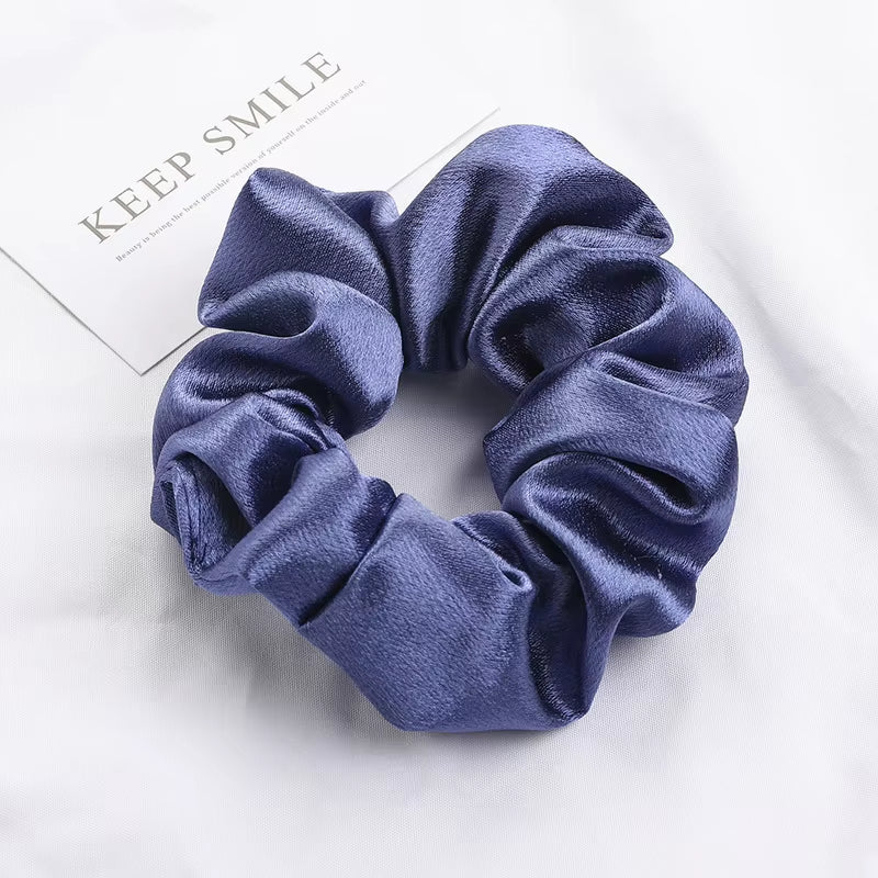 Korea Solid Color Satin Scrunchies for Women Elastic Silk Hair Band Girls Black Red Hair Tie Ponytail Holder Hair Rope Headwear