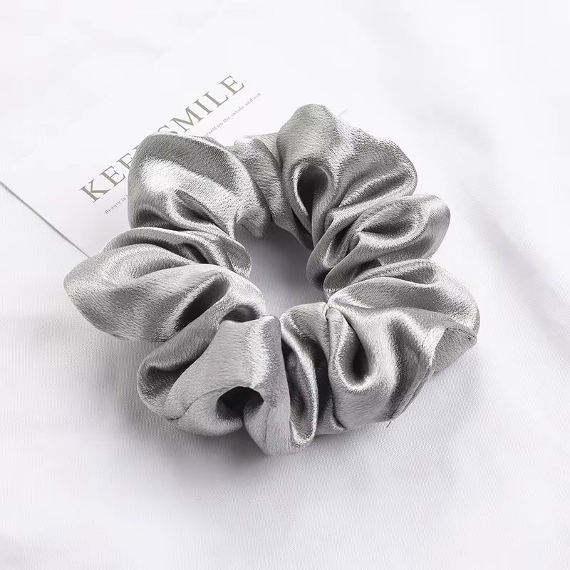 Korea Solid Color Satin Scrunchies for Women Elastic Silk Hair Band Girls Black Red Hair Tie Ponytail Holder Hair Rope Headwear