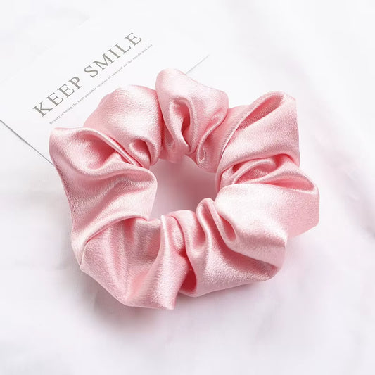 Korea Solid Color Satin Scrunchies for Women Elastic Silk Hair Band Girls Black Red Hair Tie Ponytail Holder Hair Rope Headwear